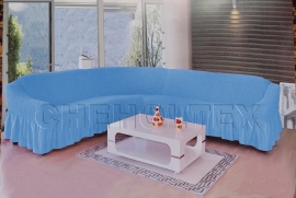  - Чехол на угловой диван, цвет голубой
